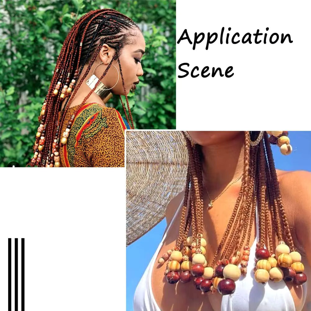 100pcs Wooden Dreadlock Beads Vintage Wood Loose Bead For Hair Braids Bracelet DIY Jewelry Making Bead Hair Braiding Accessories