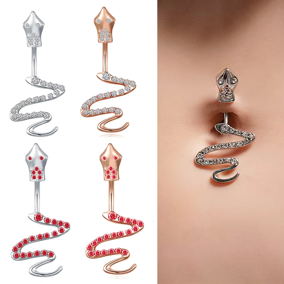1PC Stainless Steel Snake Septum Nose Rings Stud Piercing Navel Ring Piercing Nariz Cartilage Earring Tragus Conch Body Jewelry