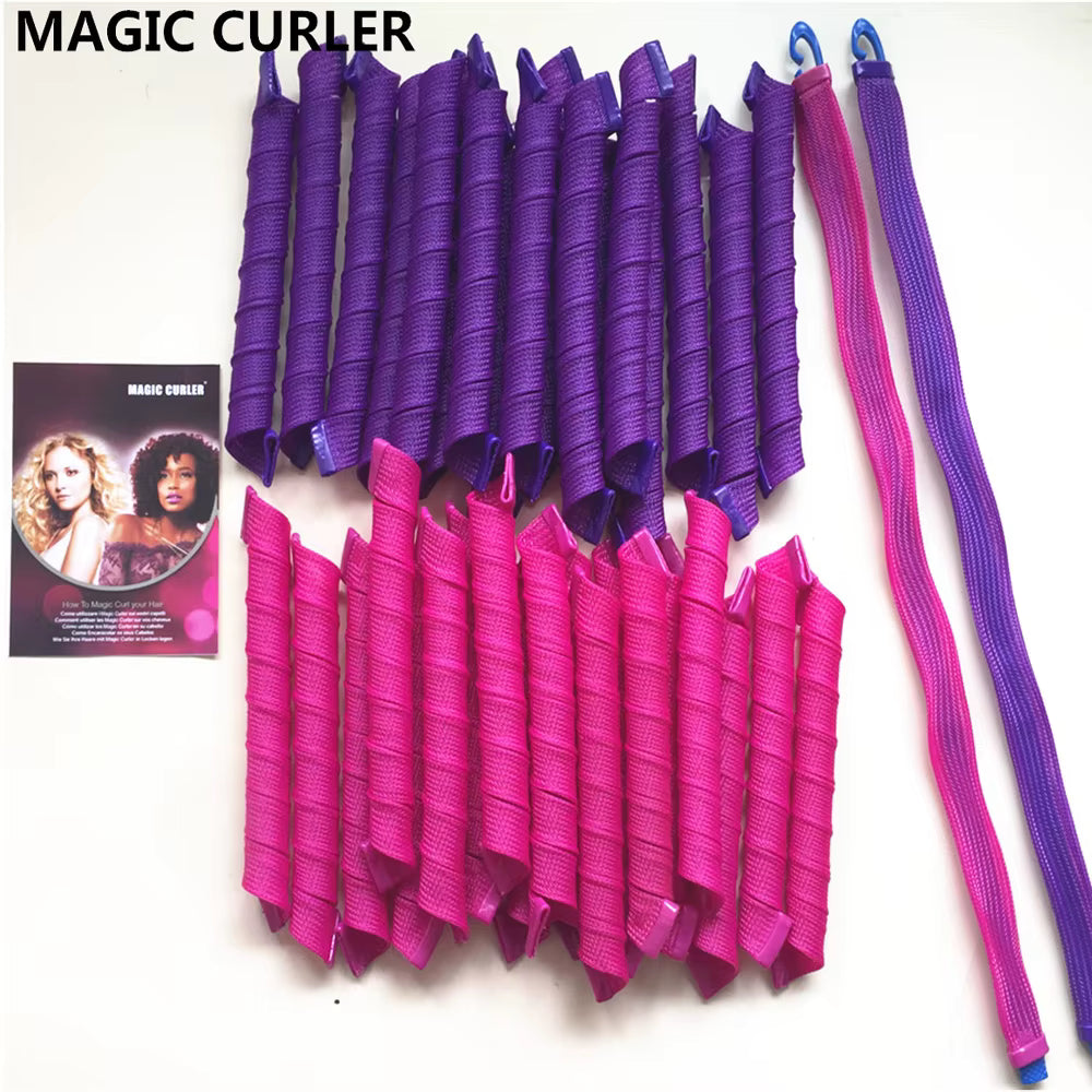 20Pcs bag 55cm Magic Curlers Fashionable Hair Rollers Easy To Use  No Heat Curl Spiral Curls Styling Kit for Long Hair Hairstyle