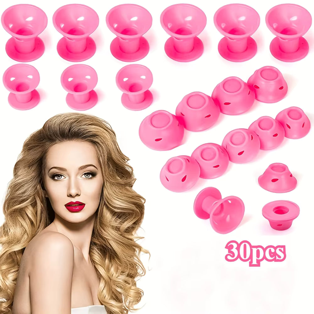 30pcs Hair Curlers, Women's Heatless Curlers, Soft Mushroom Shape Curling Tool, Shell Shape Spiral Curlers for All Hair Types