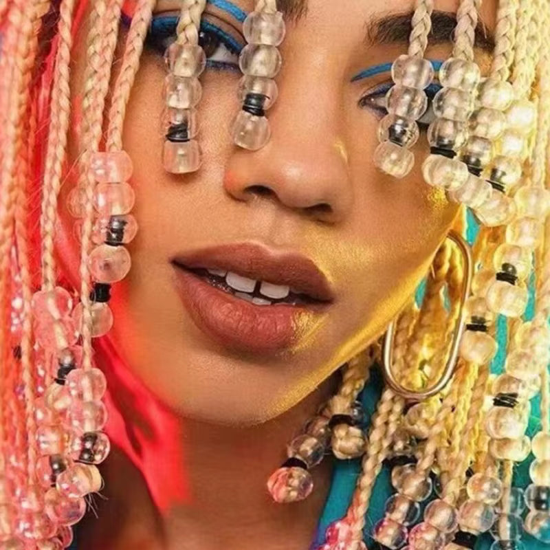 50pcs 12MM Transparent Plastic Resin Braid Beads 6mm Big Hole Clear Dreadlock Beads For Braids Hair Cuff Accessories