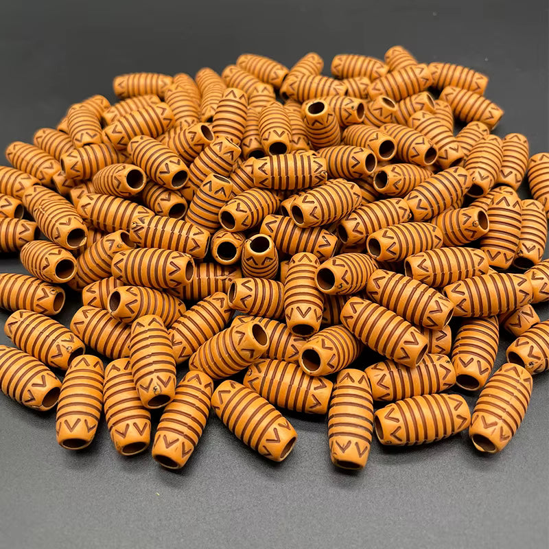 50pcs Big Hole Imitation Wood Beads Hair Braid Decor Round Beads  Loose Beads Decor DIY Accessory For Jewelry Making