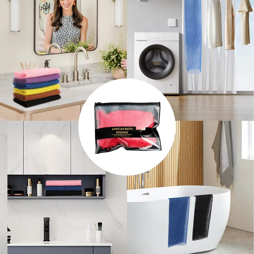 African Net Sponge Reusable Body Exfoliator Washcloth African Scrubbing Bath Sponge For Skin Smoother Daily Cleansing