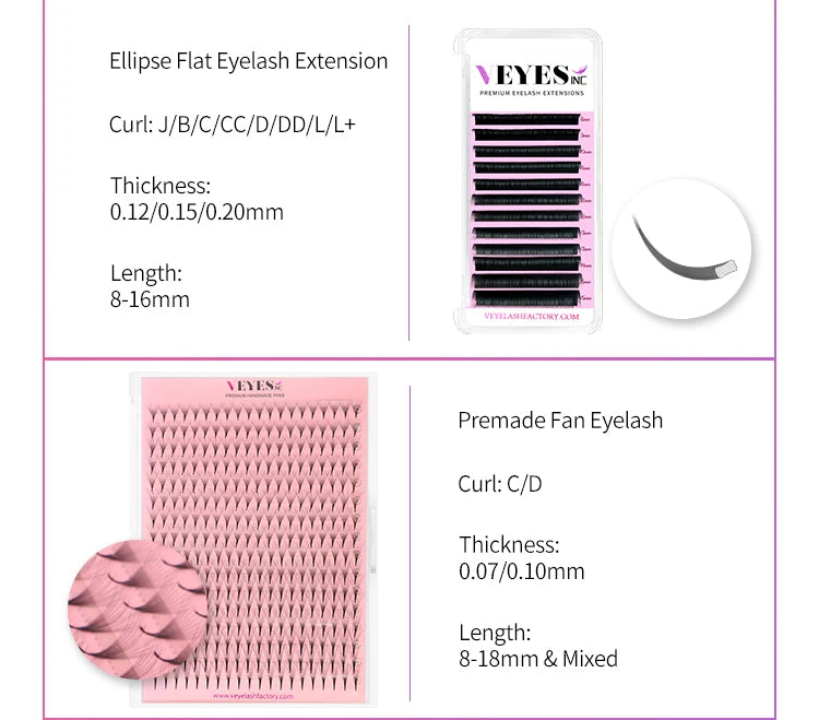 Veyes Inc Classic Eyelash Extensions Veyelash 8-16 Mix Individual Lash Extensions Matte Black Silk Lashes Wholesale for Beauty