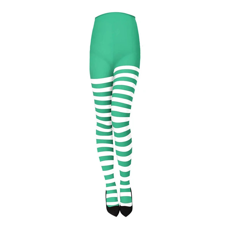 Women Christmas Striped Tights Full Length Tights Thigh High Stocking for Christmas Party Makeup Prom Decoration Cosplay Costume