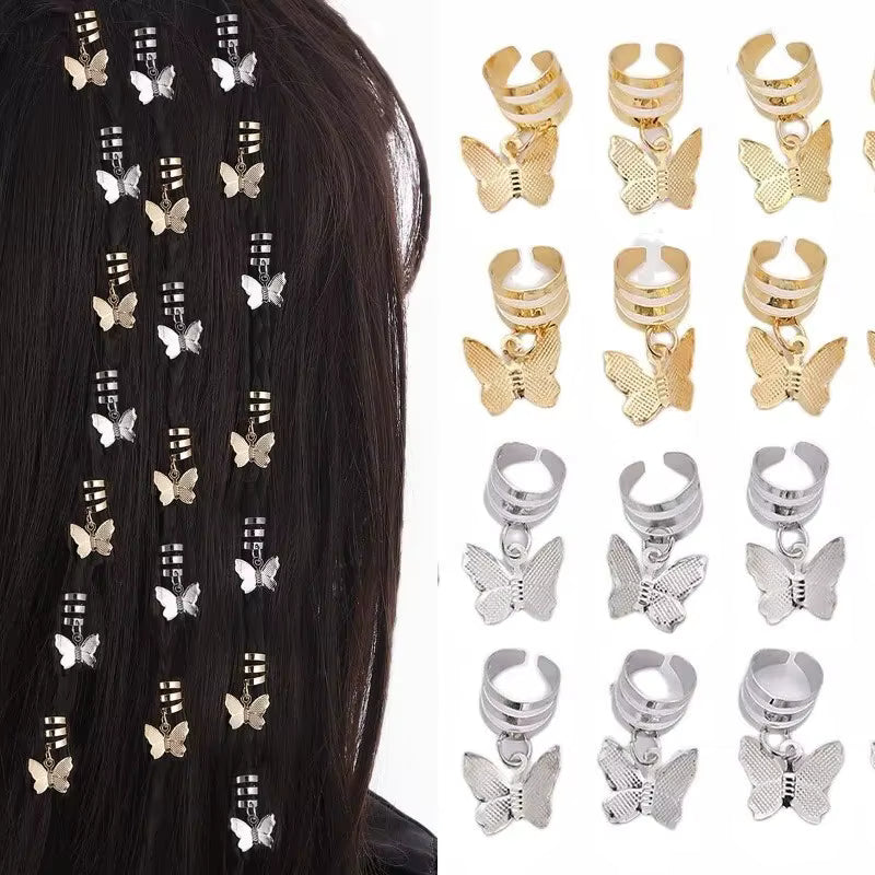 Bohemian Butterfly Hair Braid Bead Dreadlocks Beads Rings Braiding Hair Sparkly Hair Styling Tools Accessories Braiders 2 Colors