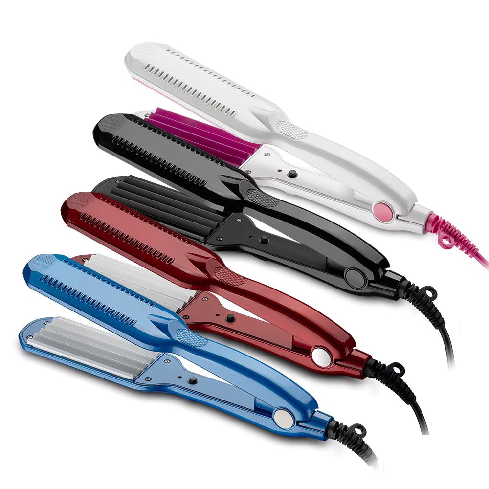 Electronic Hair Curling Irons Curler Straighteners  Titanium Corrugated Crimper Waves Iron Tools