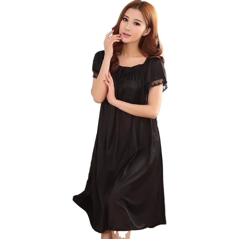 Loose large size nightgowns for women long stlye nightwear nightdress solid sleepshirt summer dress sleep tops pijama mujer
