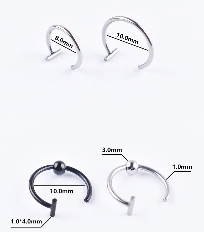 5Pcs Lip Nose Rings Neutral Punk Lip-shaped Ear Nose Clip Fake Diaphragm with Perforated Lip Hoop Body Jewelry Steel Ring