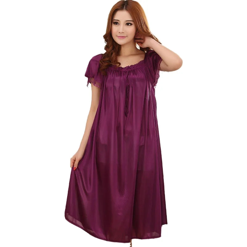 Loose large size nightgowns for women long stlye nightwear nightdress solid sleepshirt summer dress sleep tops pijama mujer