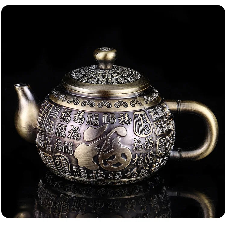 1Pcs European-style bronze tea set set household retro tea table Kung Fu tea cup teapot small set holiday practical gifts
