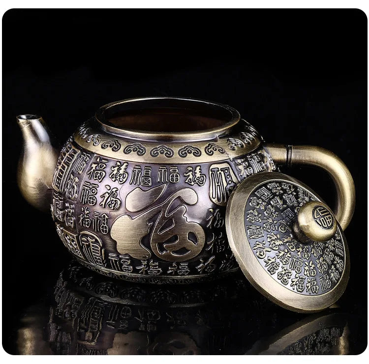 1Pcs European-style bronze tea set set household retro tea table Kung Fu tea cup teapot small set holiday practical gifts