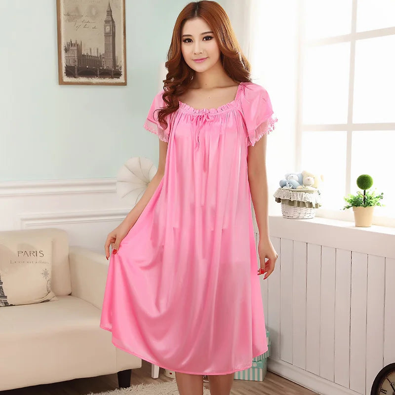 Loose large size nightgowns for women long stlye nightwear nightdress solid sleepshirt summer dress sleep tops pijama mujer