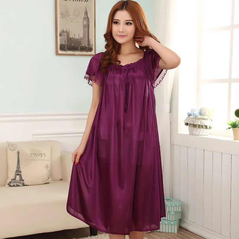 Loose large size nightgowns for women long stlye nightwear nightdress solid sleepshirt summer dress sleep tops pijama mujer