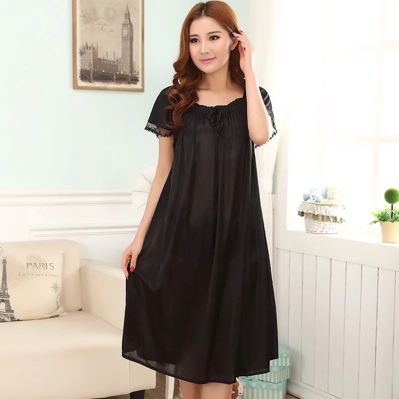 Loose large size nightgowns for women long stlye nightwear nightdress solid sleepshirt summer dress sleep tops pijama mujer