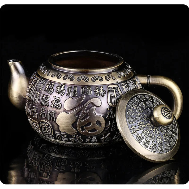 1Pcs European-style bronze tea set set household retro tea table Kung Fu tea cup teapot small set holiday practical gifts