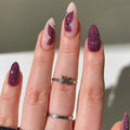 24 pcs long almond shaped French Flash butterfly fingernail +1 nail glue +1 nail file