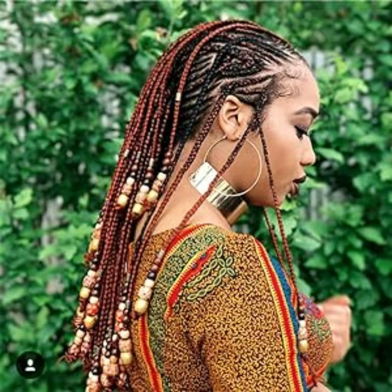 Retro Braided Hair Wood Beads Vintage Dirty Braid Bead String Chain Bracelet Necklace Wooden Beading DIY Jewelry Accessories