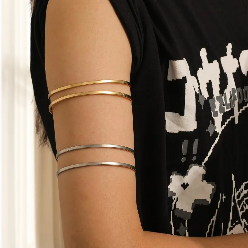 Fashion Wire Bangles Adjustable for Men Women Double Layer DIY Bangle Accessories Supplies Arm Cuff Upper Band Bracelet