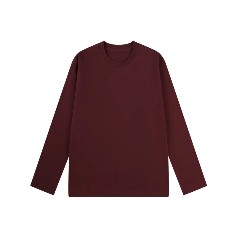 2026 100% Cotton T Shirt Women Autumn Winter Ribbed Causal O-Neck Basic Long Sleeve Harajuku Tops Fashion Loose Versatile Tees