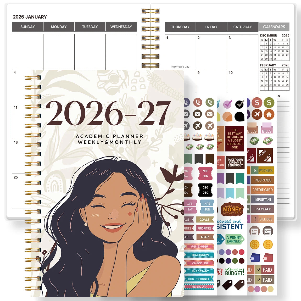 2026-2027 A5 Weekly & Monthly Planner – Jan 2026 to Dec 2027 Spiral Organizer with Calendar & Notes, School & Office Supplies