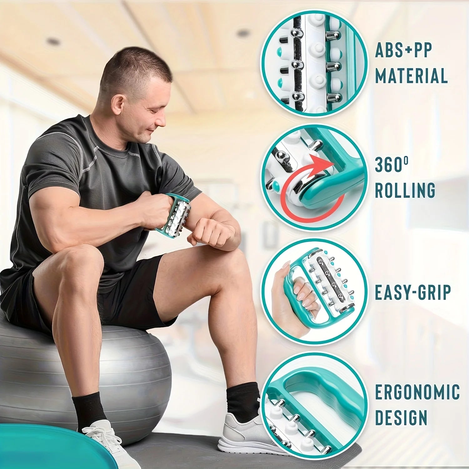 Lymphatic Massage Roller - Deep Tissue Muscle and Massager, Handheld Body Tool, Suitable for Legs, Shoulders, Back, and Hands