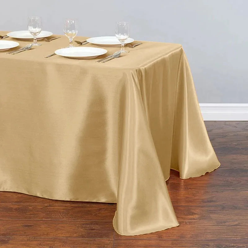 145X275 Wedding Tablecloth Rectangular Satin Table cloth Black Overlay Cover Champagne Table Cloth Party Dinner Banquet Decorati