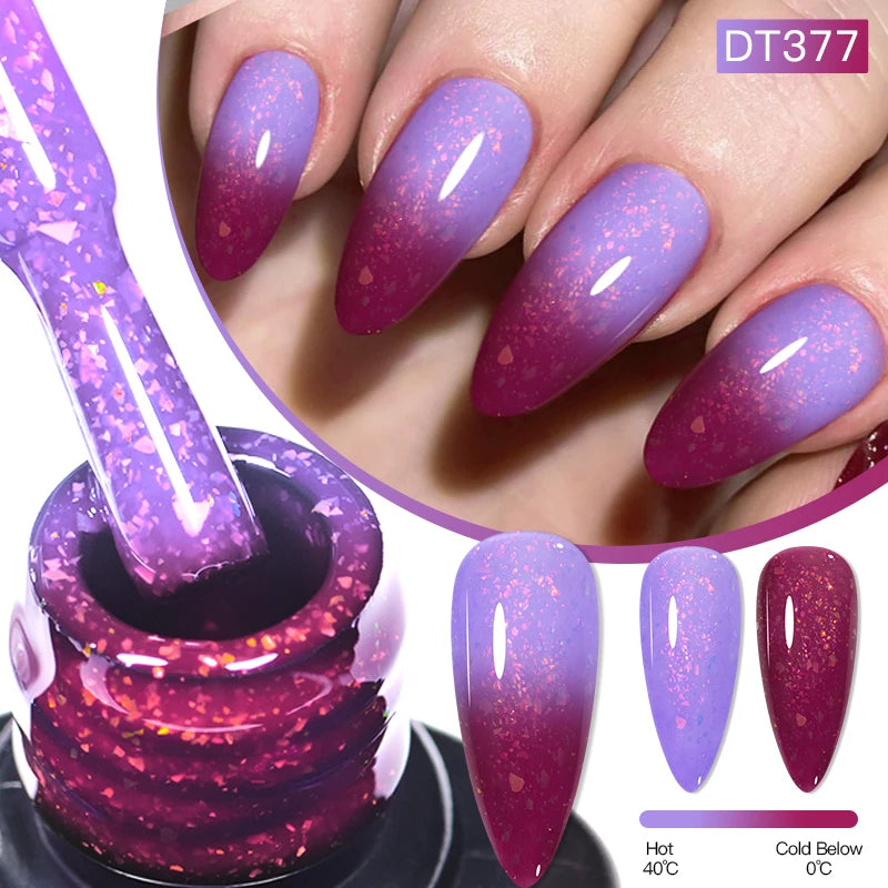7ml Thermal Gel Nail Polish 3 Layers Temperature Color Changing Gel Winter Grey Semi Permanent Soak Off Nails Art UV Gel Varnish