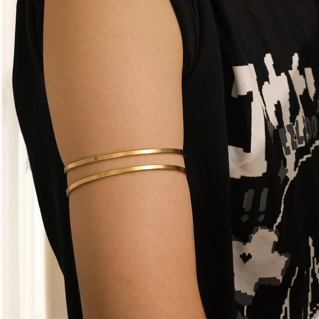 Fashion Wire Bangles Adjustable for Men Women Double Layer DIY Bangle Accessories Supplies Arm Cuff Upper Band Bracelet