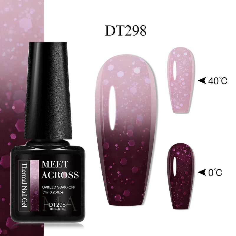 7ml Thermal Gel Nail Polish 3 Layers Temperature Color Changing Gel Winter Grey Semi Permanent Soak Off Nails Art UV Gel Varnish