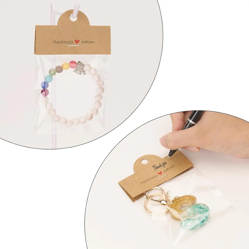 100Pcs Jewelry Package Bags,including 50bags and 50cards, jewelry display clear bags,bracelets,earrings,craft packaging sets