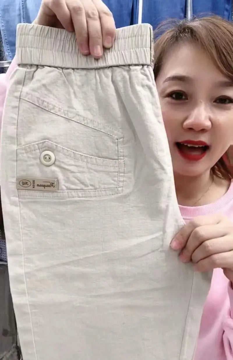 Cotton Linen Women's Loose Fit Casual Pants Thin Slimming Harlan Style High Waist Nine Points Commuter Fashion Spring 2023