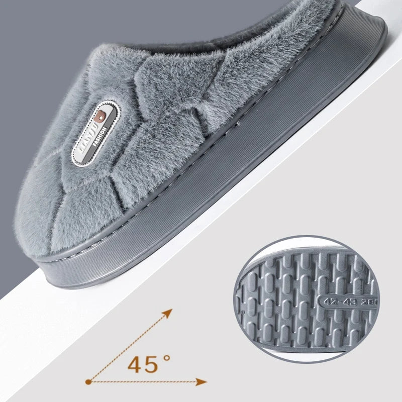 For Warm Slippers Home Slides Casual bedroom Soft Men Women Trend Winter Couple Indoor Non-slip Flip Flops Shoes Big Size 50 51
