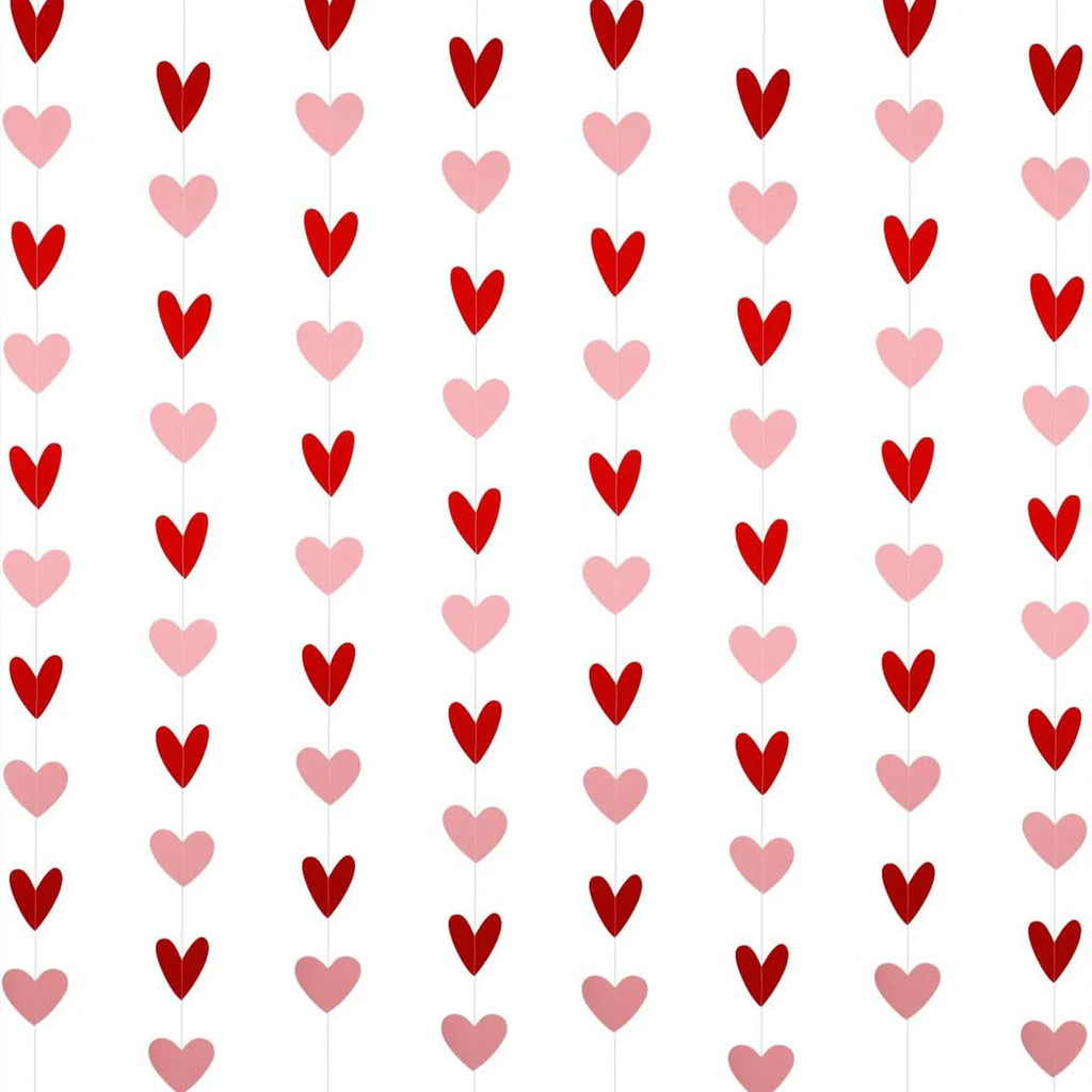 6Pcs Red/White Anniversary Heart Love Spiral Swirl Hanging Garland Balloon Straws for Valentine's Day Wedding Party Decorations