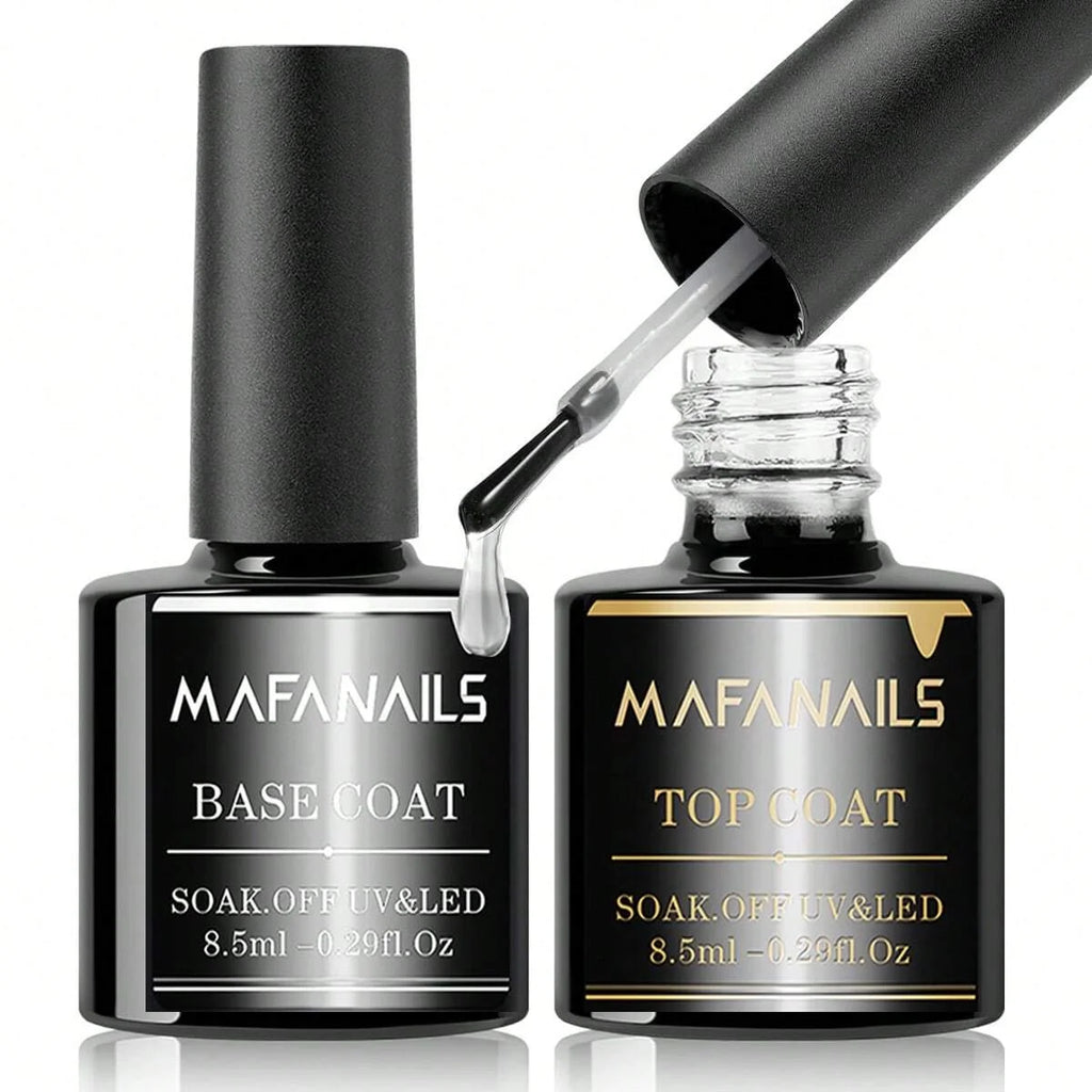 2pcs 8.5ml No Wipe Gel Top Coat And Base Coat Set Soak Off LED Clear Gel Base Top Gel Long Lasting Gel Polish Base &Top Coat Gel