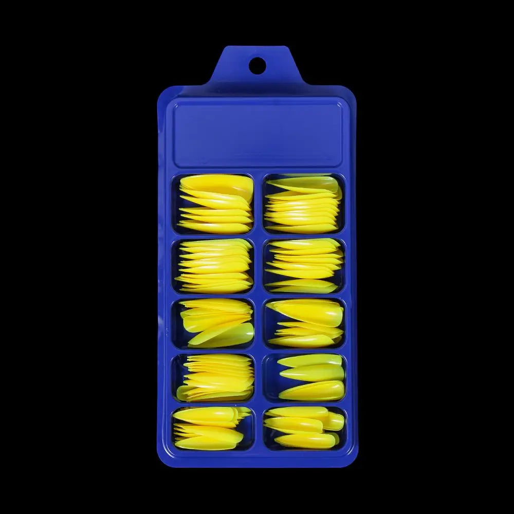 100 PCS/Box Solid Colour False Nail Tips Fake Nails Art Long Stiletto Acrylic Manicure DIY Tools Full Style 20Colors