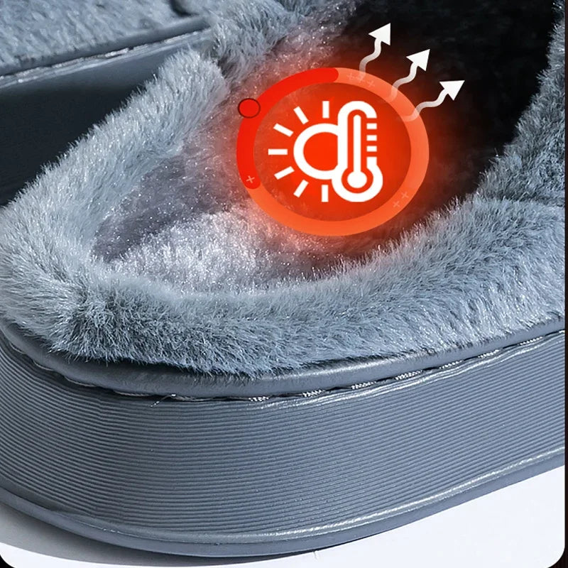 For Warm Slippers Home Slides Casual bedroom Soft Men Women Trend Winter Couple Indoor Non-slip Flip Flops Shoes Big Size 50 51