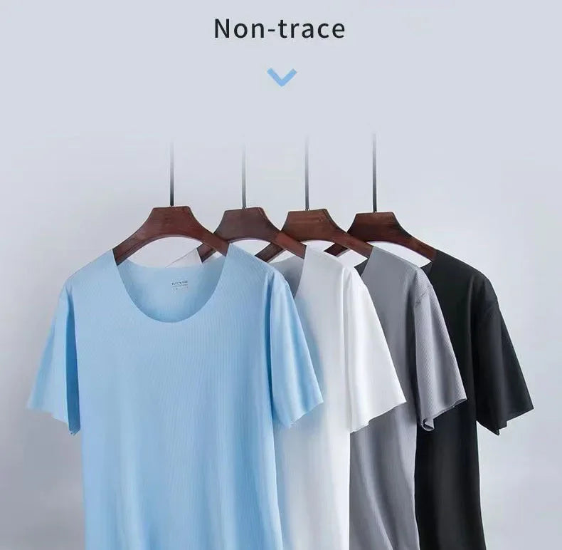 Men's Pajamas Homewear Short-Sleeved T-Shirt Youth Sports and Leisure Loose Elastic Tops and Pants Solid 2PCS/Set Four Season