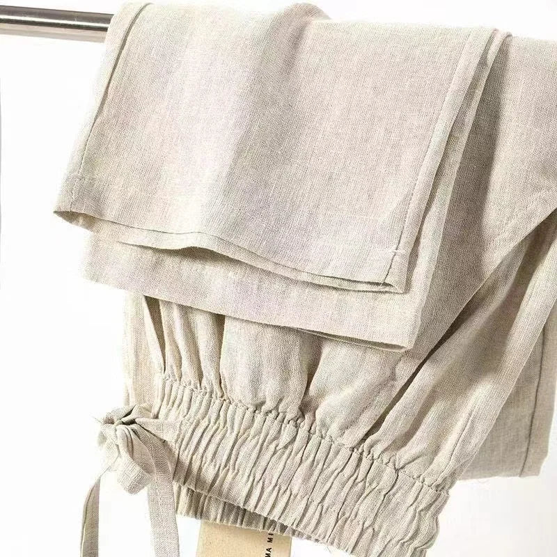 Boho Cotton Linen Pants for Men New Summer Lightweight Loose Fit Casual Sweatpants for Walking Jogger Trousers Work