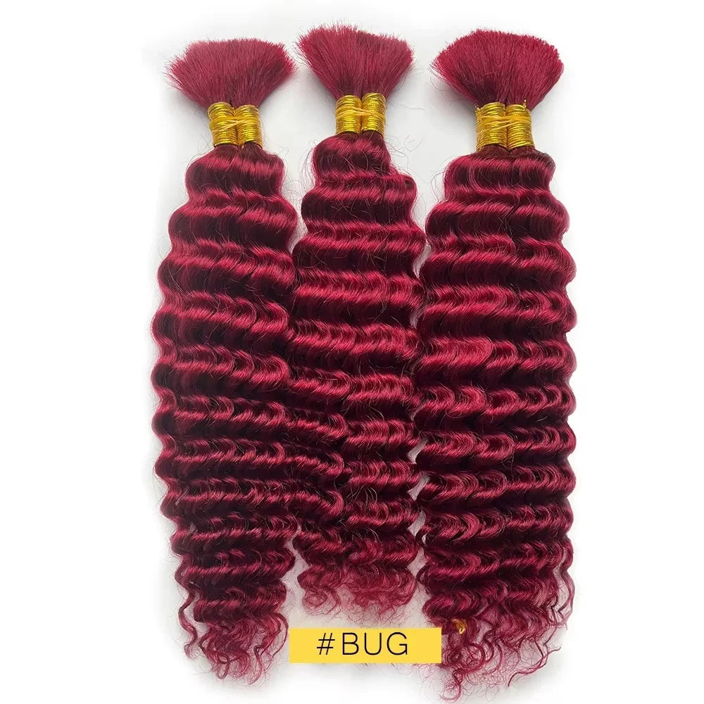 16-24 Inch Deep Wave Human Braiding Hair 100% Unprocessed Human Hair Braiding Hair No Weft Curly Bulk Human Hair for Braiding