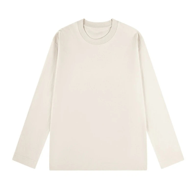 2026 100% Cotton T Shirt Women Autumn Winter Ribbed Causal O-Neck Basic Long Sleeve Harajuku Tops Fashion Loose Versatile Tees