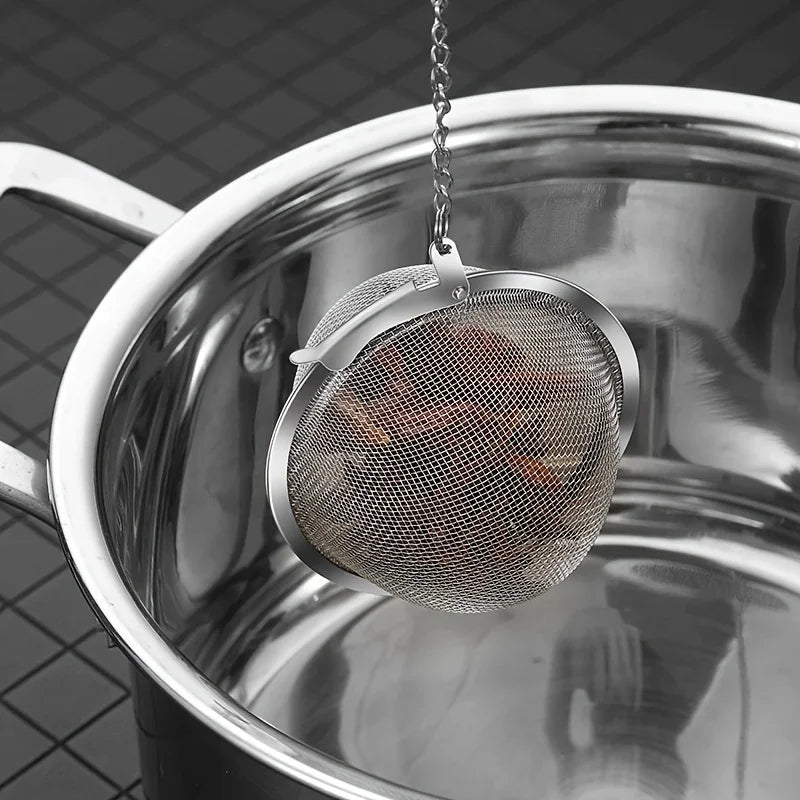 1PC/304 stainless steel flavored filter ball, tea filter ball, soup filter ball with extension chain hook