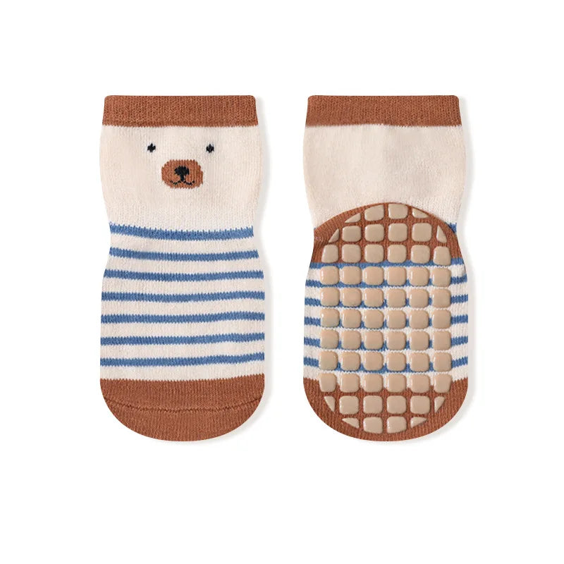 5 Pairs Kids Non-Slip Socks Cute Cartoon Pattern Baby Boys Girls Floor Socks Comfortable Breathable for Toddler Children