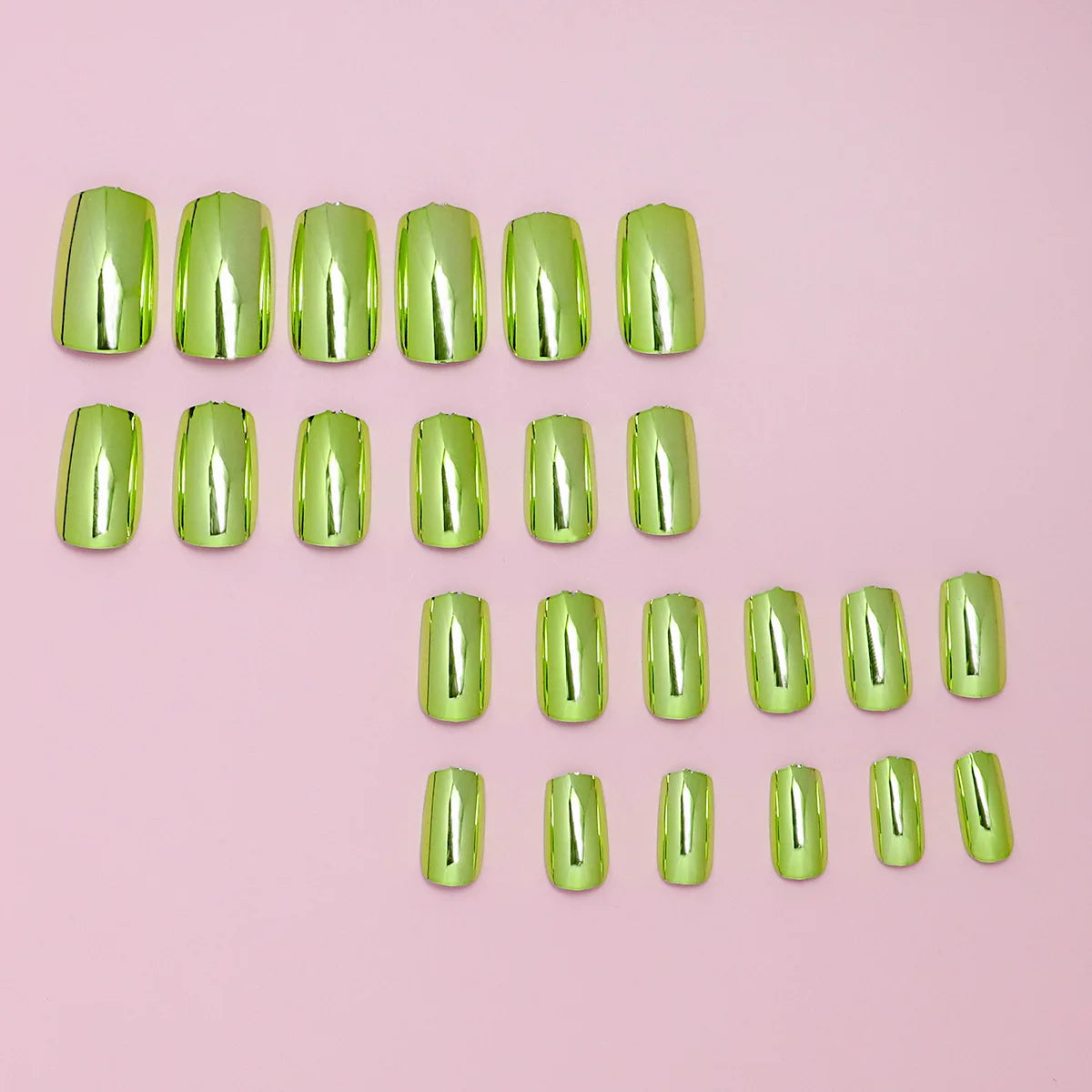 24pcs/set short fake nails metallic red black rose green blue silver golden square tips mirror effect press on false nail art