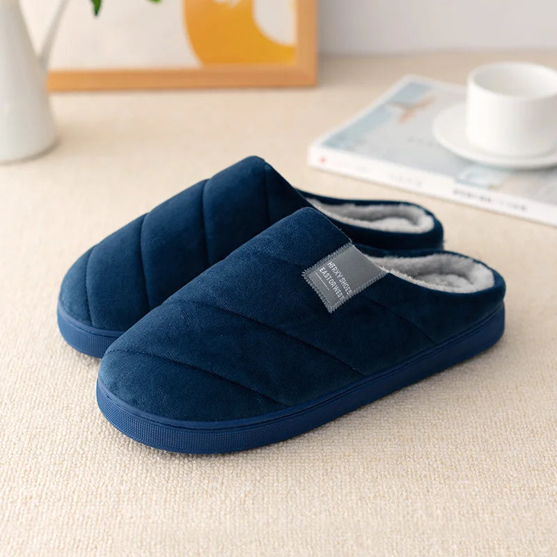 Men's and women's indoor plush warm cotton shoes thick bottom non-slip waterproof slippers winter indoor couple bedroom slippers