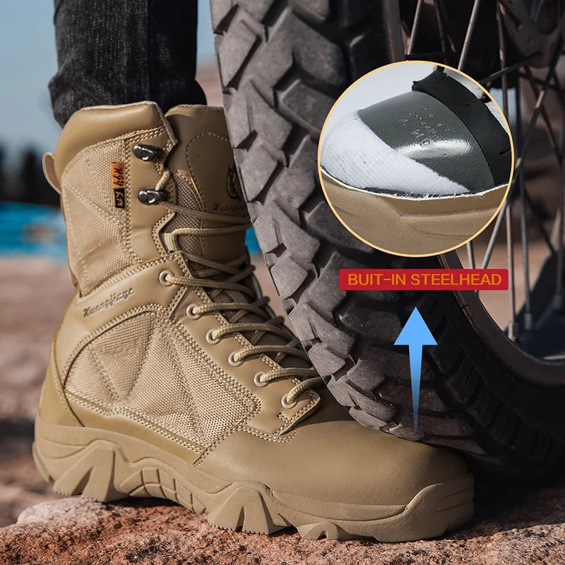 High-Top Anti-Smashing Work Boots Outdoor Waterproof Safety Shoes Steel Toe Non Slip Men's Boots Fashion Protective Men Shoes