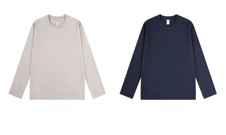 2026 100% Cotton T Shirt Women Autumn Winter Ribbed Causal O-Neck Basic Long Sleeve Harajuku Tops Fashion Loose Versatile Tees