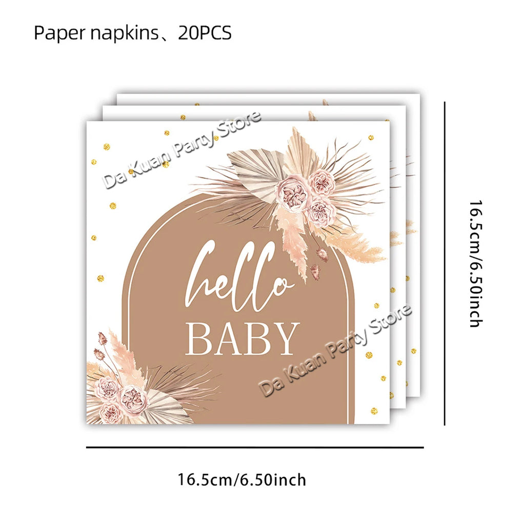 Welcome Hello Baby Girl Boy Banner Flags Garland Balloons for Baby Shower Birthday Gender Reveal Party Background Decoration