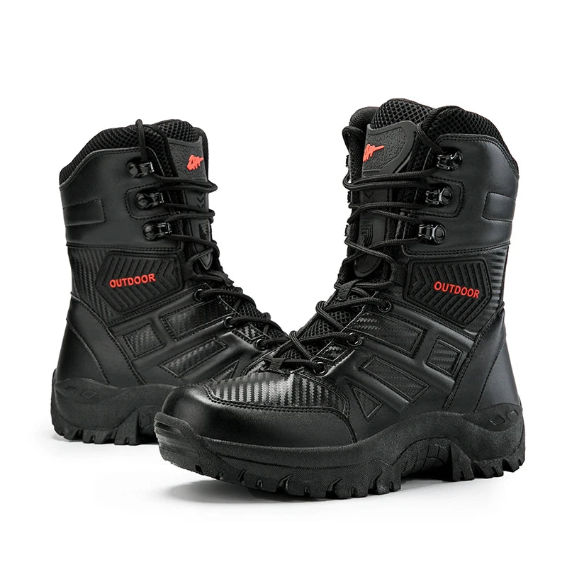 Black Boots Men High-quality Brand High Top Boots Desert Combat Men's Hiking shoe Outdoor Shoes Anti Slip Hiking Ankle Boots