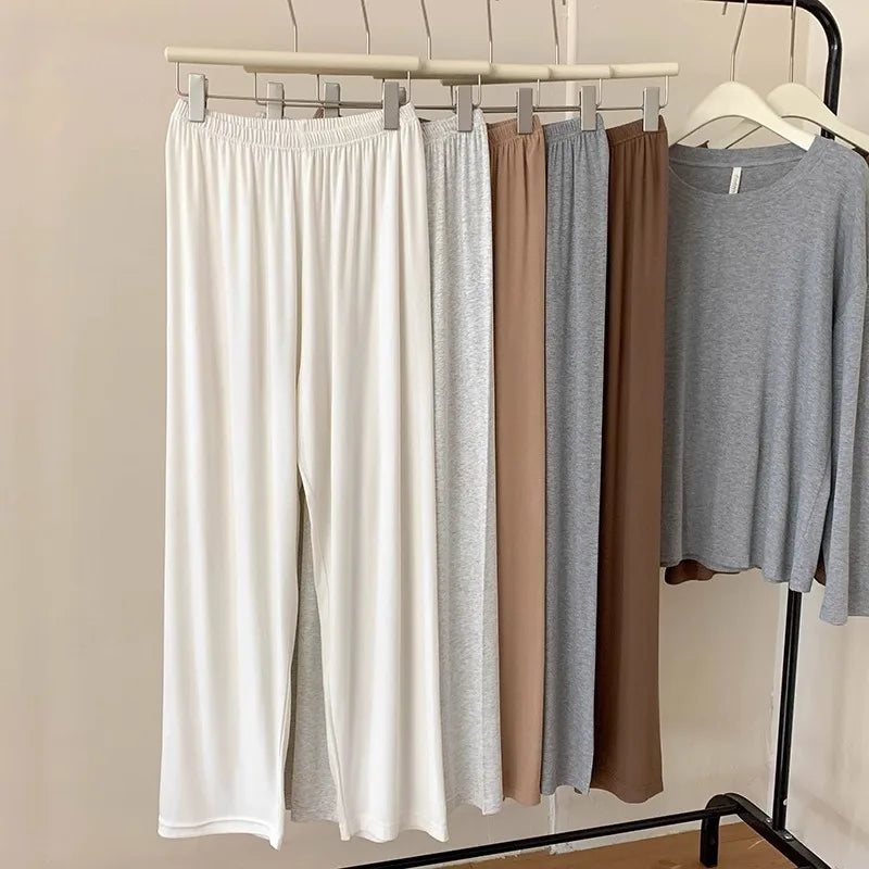 Korean Cotton Woman Pajamas Set New Comfortable Long Sleeve Top Trousers Sets Spring Autumn Night Wear Suit Women's Home Clothes